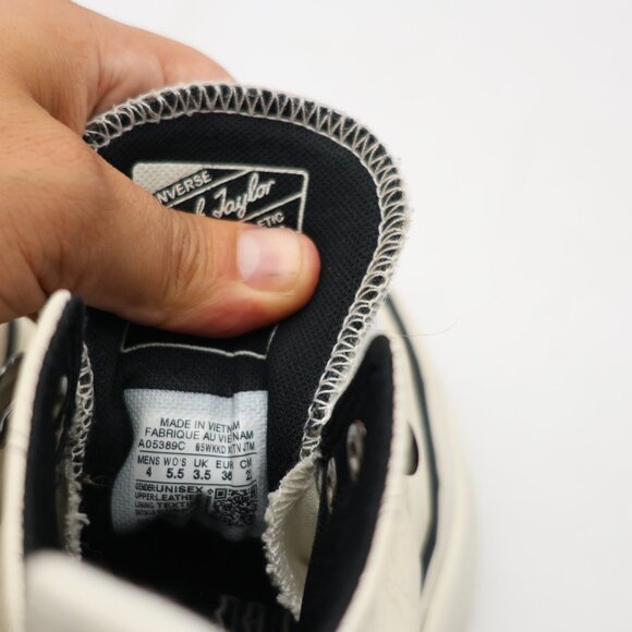 Converse Run Star Hi Egret Women's 5.5 White Leather Water Repellent Sneakers - Picture 3 of 10